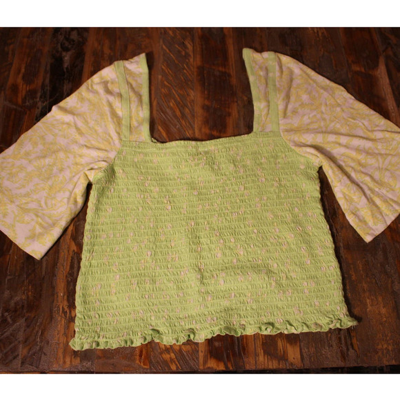 Free People Marigold Tee in Key Lime Combo size Medium - Picture 1 of 4